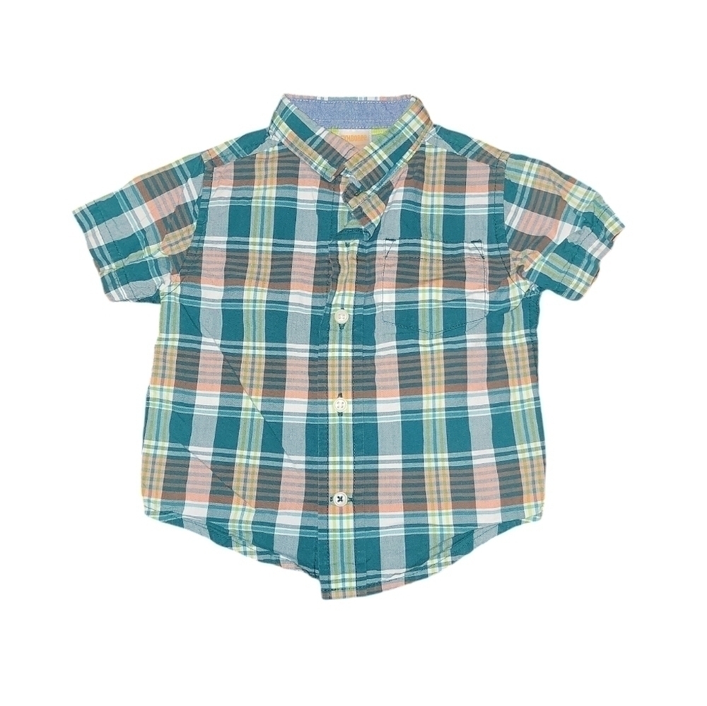 5/$25 Gymboree size 6-12 months short sleeve button down plaid shirt